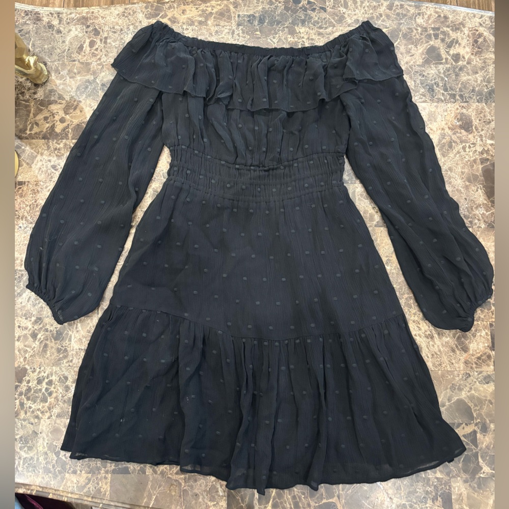 PAIGE Black Off The Shoulder Long Sleeve Dress